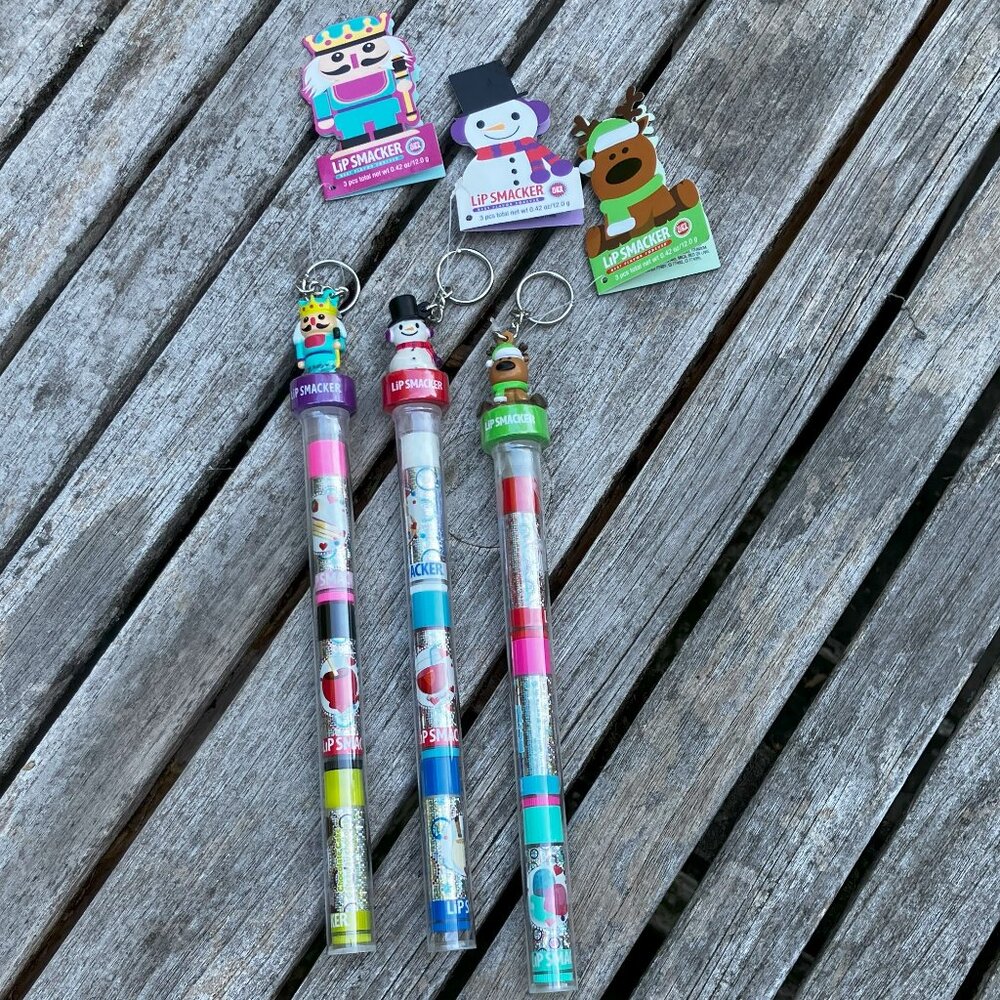 🆕 Lot of Three 3-Pack Holiday Themed Lip Smackers